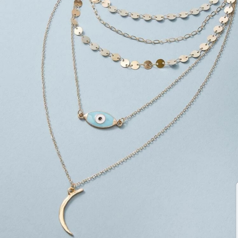 *Dharma* Layered Moon and Eye Necklace - Picture 2 of 3